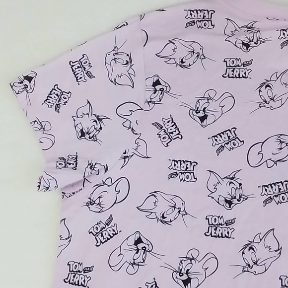 Womens Graphic T-Shirt Plus Size 1X Tom and Jerry‎ Cotton Tee Short Sleeve Crew - Picture 4 of 8